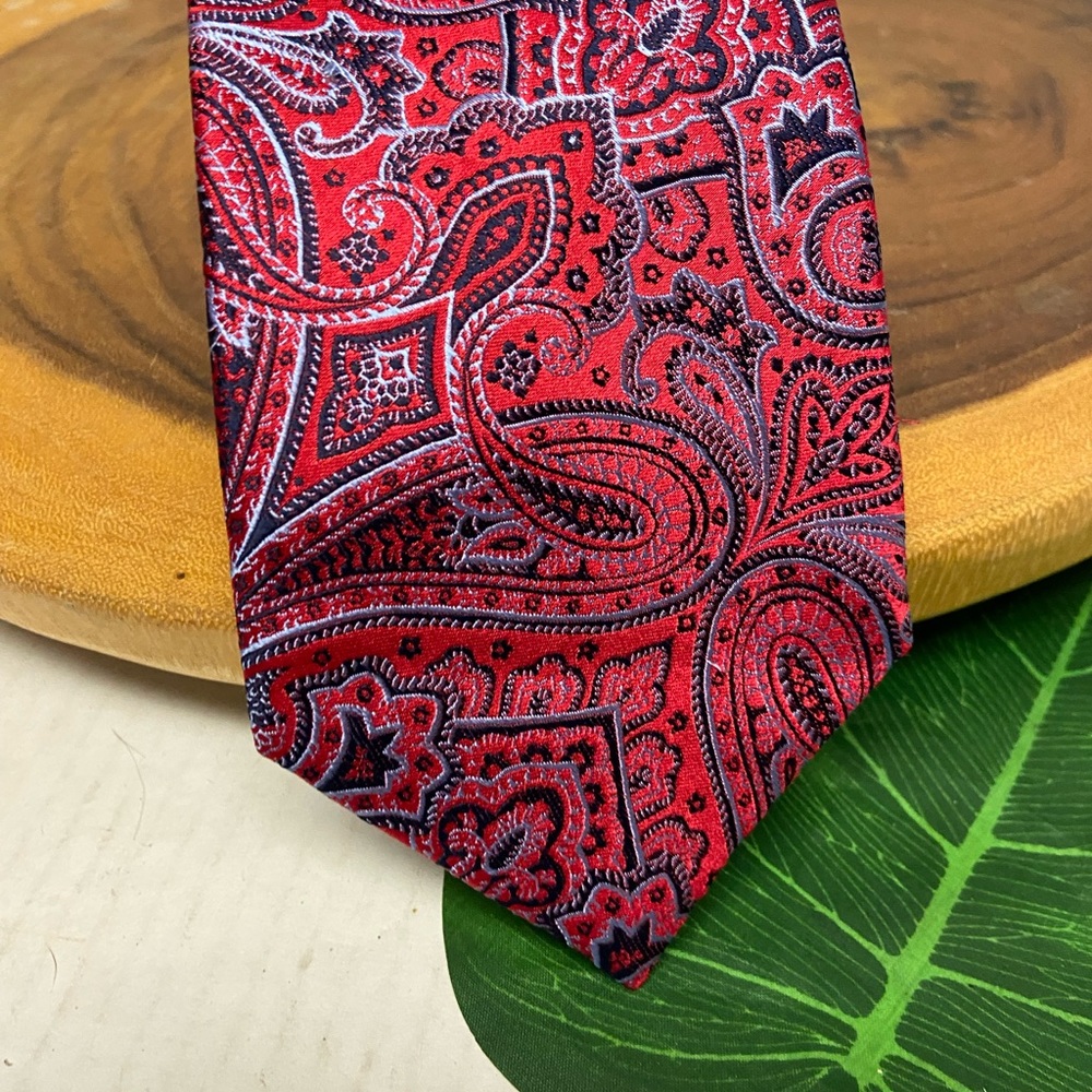 Meeting Street Hand Made Silk Tie Red Paisley